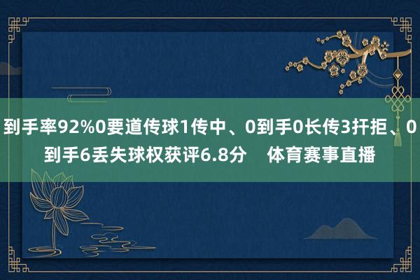 到手率92%0要道传球1传中、0到手0长传3扞拒、0到手6丢失球权获评6.8分    体育赛事直播