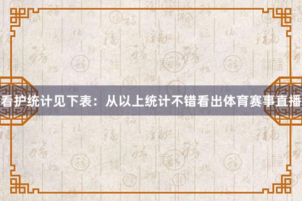 看护统计见下表：　　从以上统计不错看出体育赛事直播